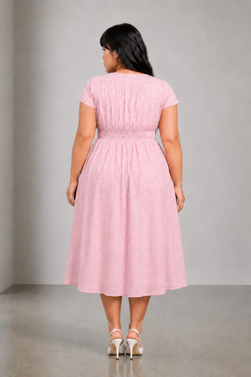 Nera|Cotton Smocked Midi Dress
