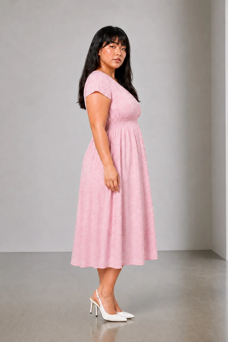 Nera|Cotton Smocked Midi Dress