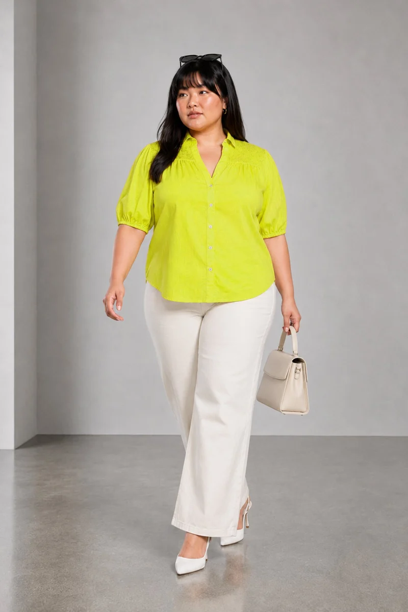 Kavia|Cotton Slub Smocked Yoke Shirt