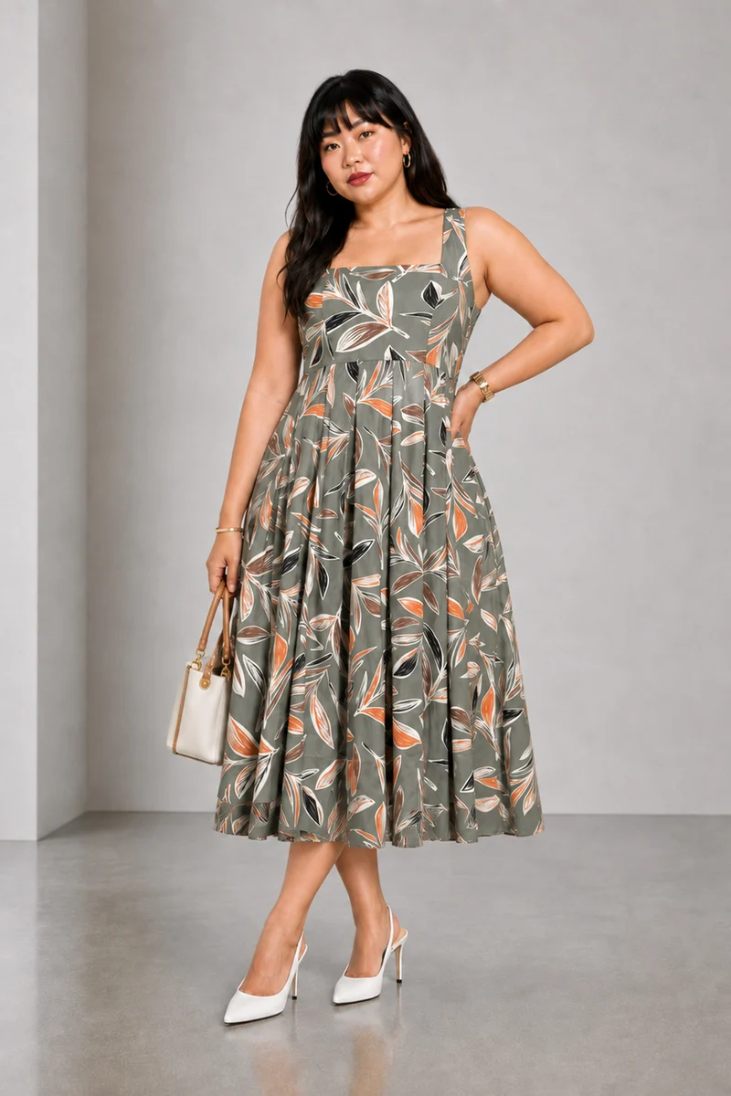 Bellan|Cotton Fit And Flare Maxi Dress