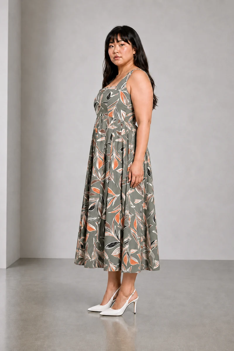 Bellan|Cotton Fit And Flare Maxi Dress