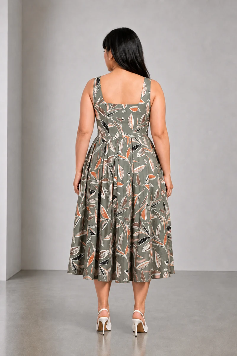 Bellan|Cotton Fit And Flare Maxi Dress