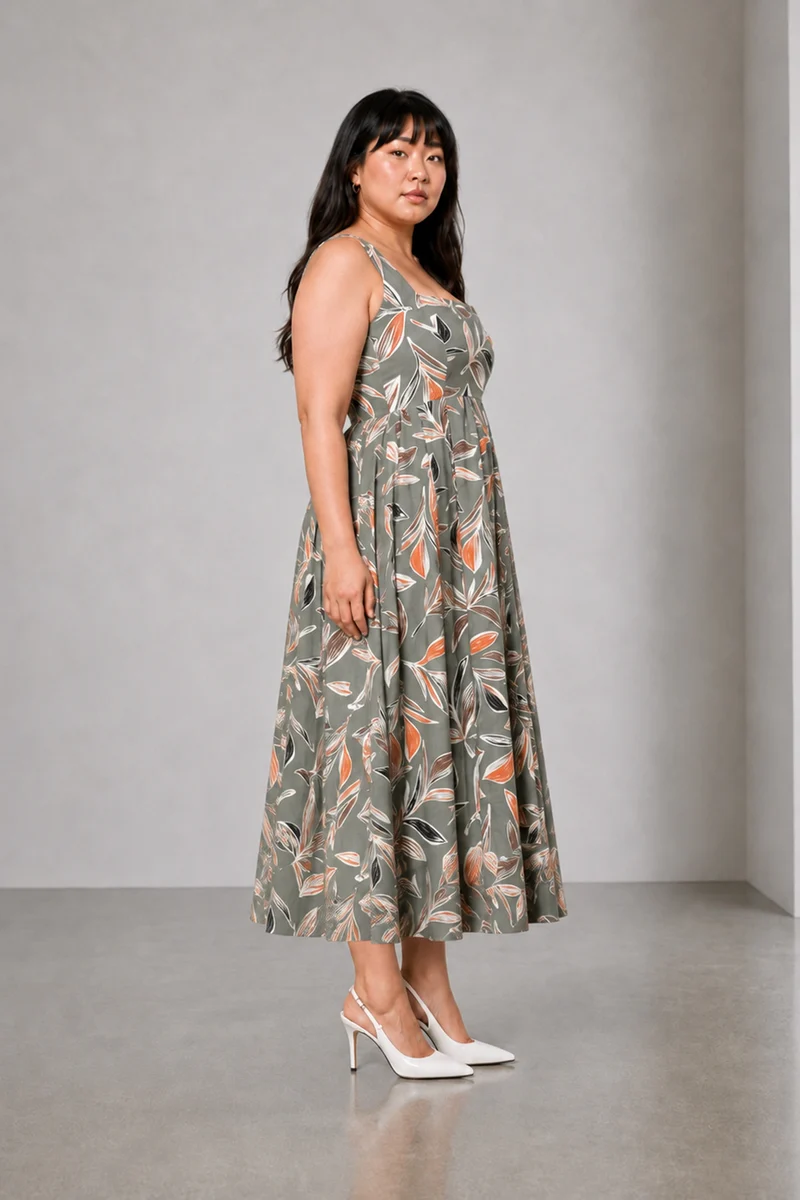 Bellan|Cotton Fit And Flare Maxi Dress