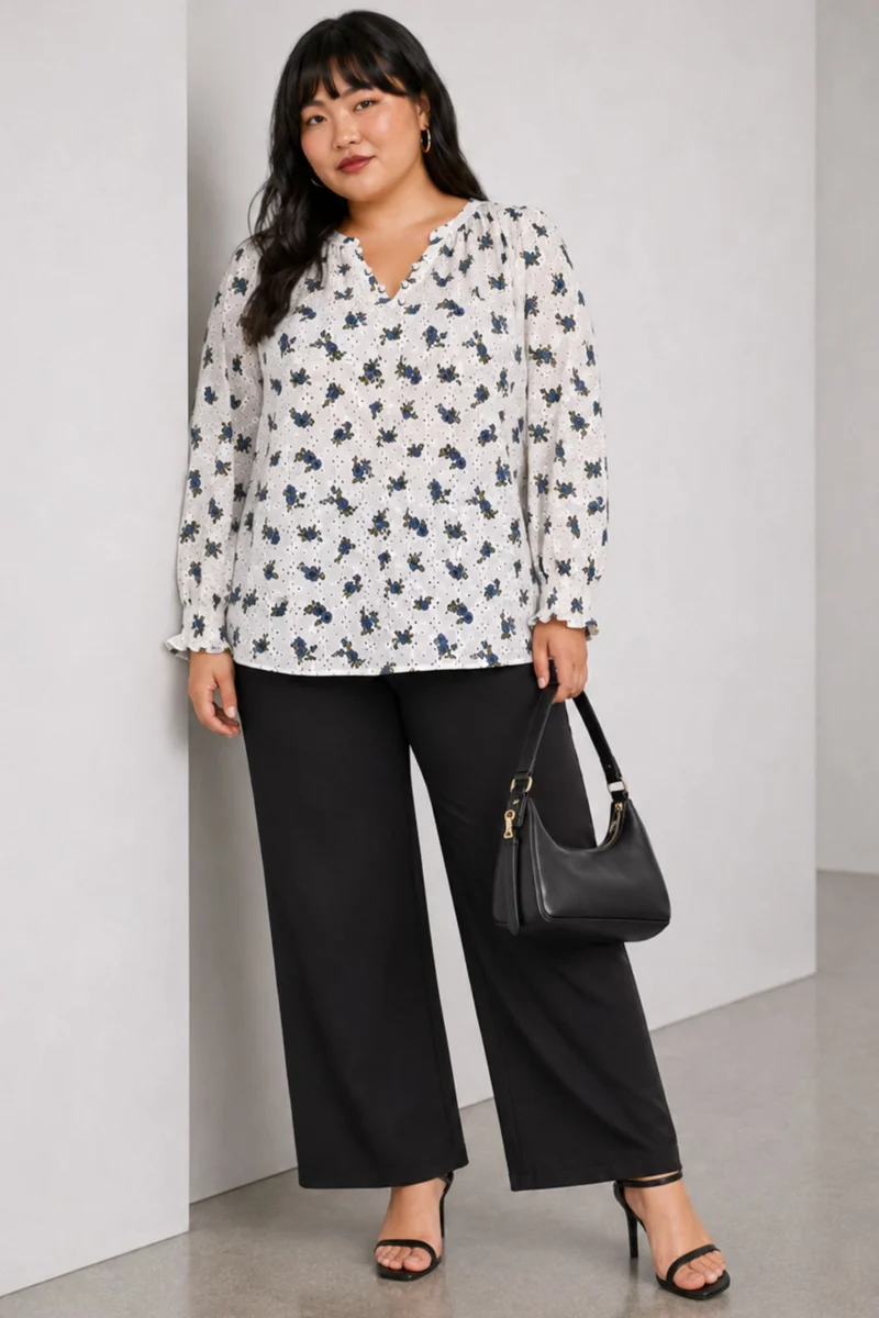 Cirea|Floral Schiffli Embroidered Top