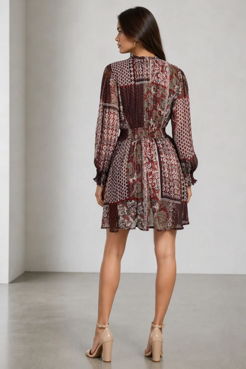 Mavina|Viscose Smocked Waist Mini Dress