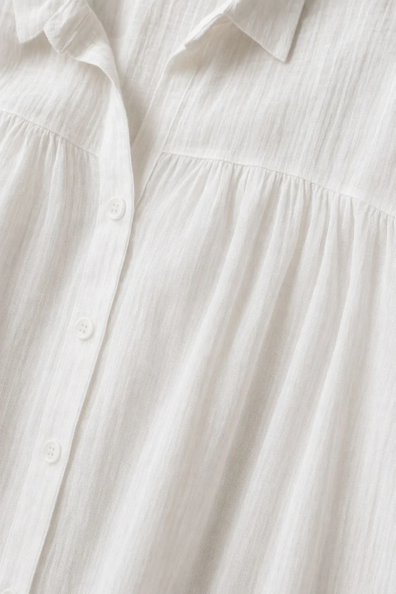 Ivora|Crinkled Viscose White Shirt