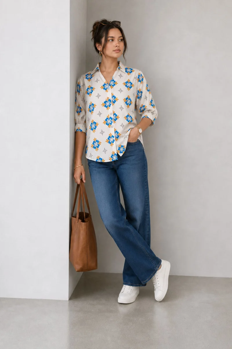 Nivia|Viscose Printed Relaxed Shirt