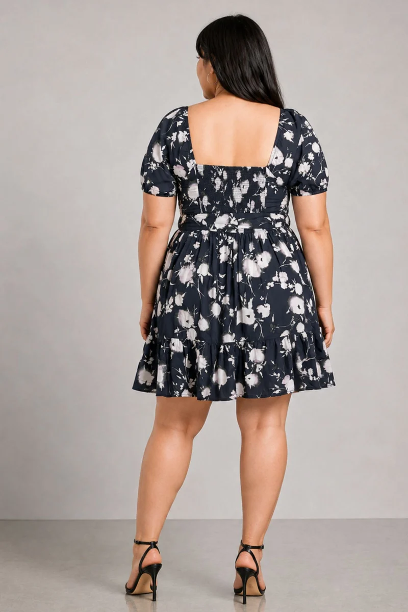 Tavri|Viscose Mini Tier Dress With Tie Up