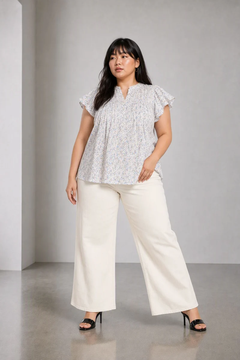 Pintor|Cotton Relaxed Fit Pintuck Top
