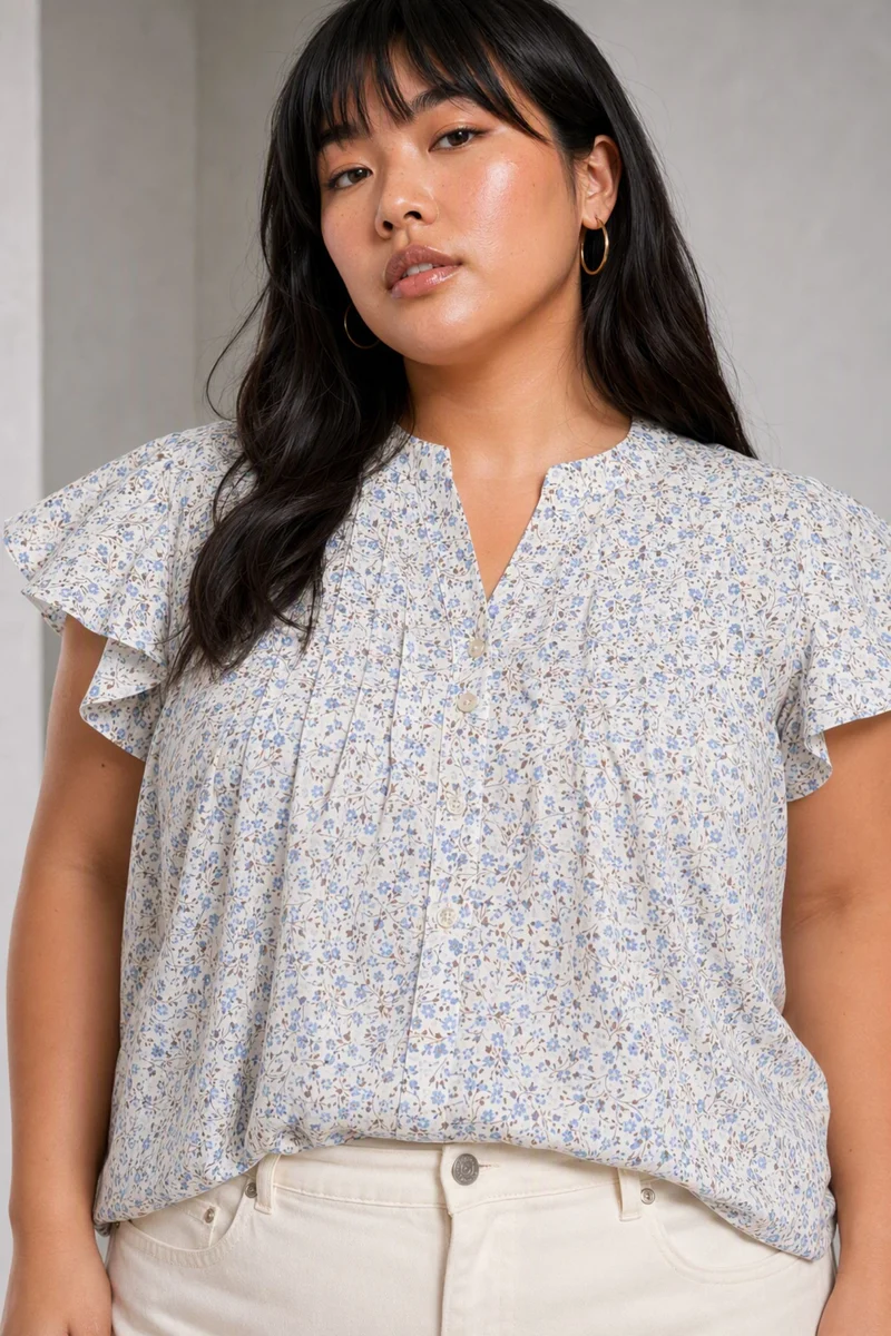 Pintor|Cotton Relaxed Fit Pintuck Top