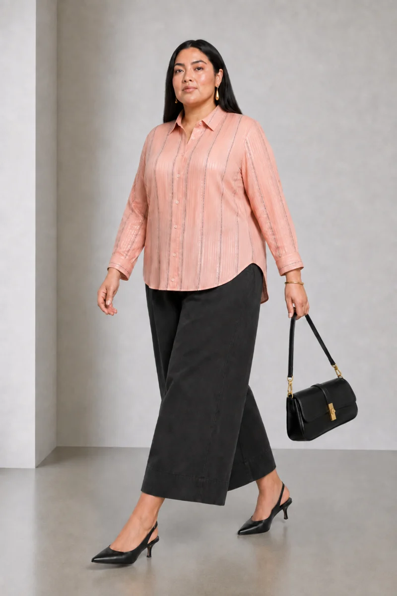 Nerin|Cotton Striped High Low Shirt