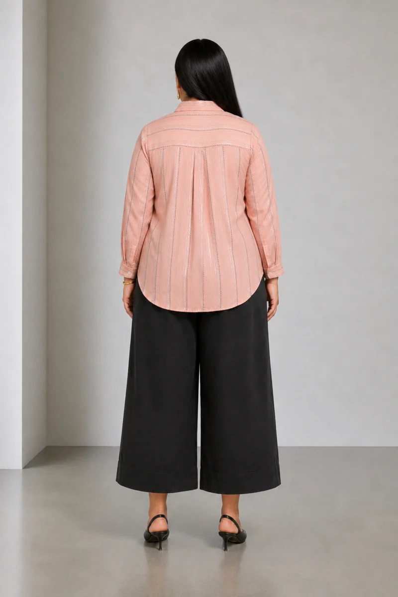 Nerin|Cotton Striped High Low Shirt