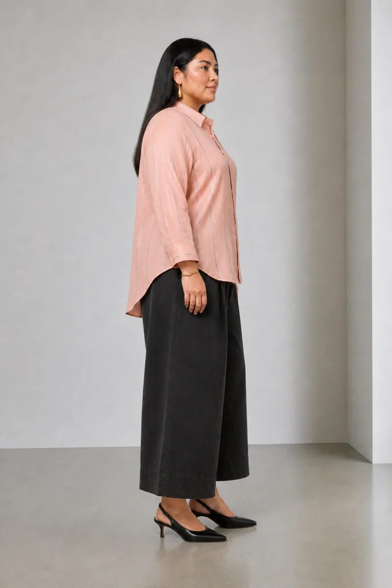 Nerin|Cotton Striped High Low Shirt