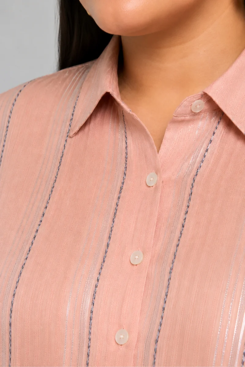 Nerin|Cotton Striped High Low Shirt
