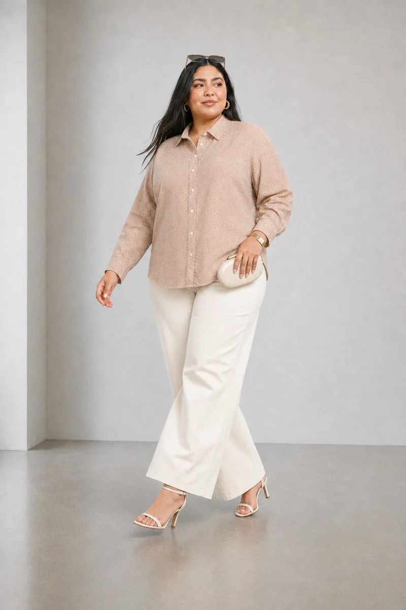 Tovan|Cotton Relaxed Fit Button Down Shirt