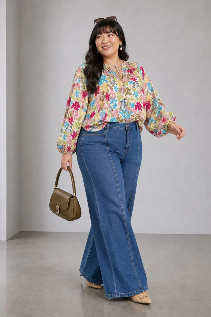 Neria|Cotton Ruffle Split Vneck Top