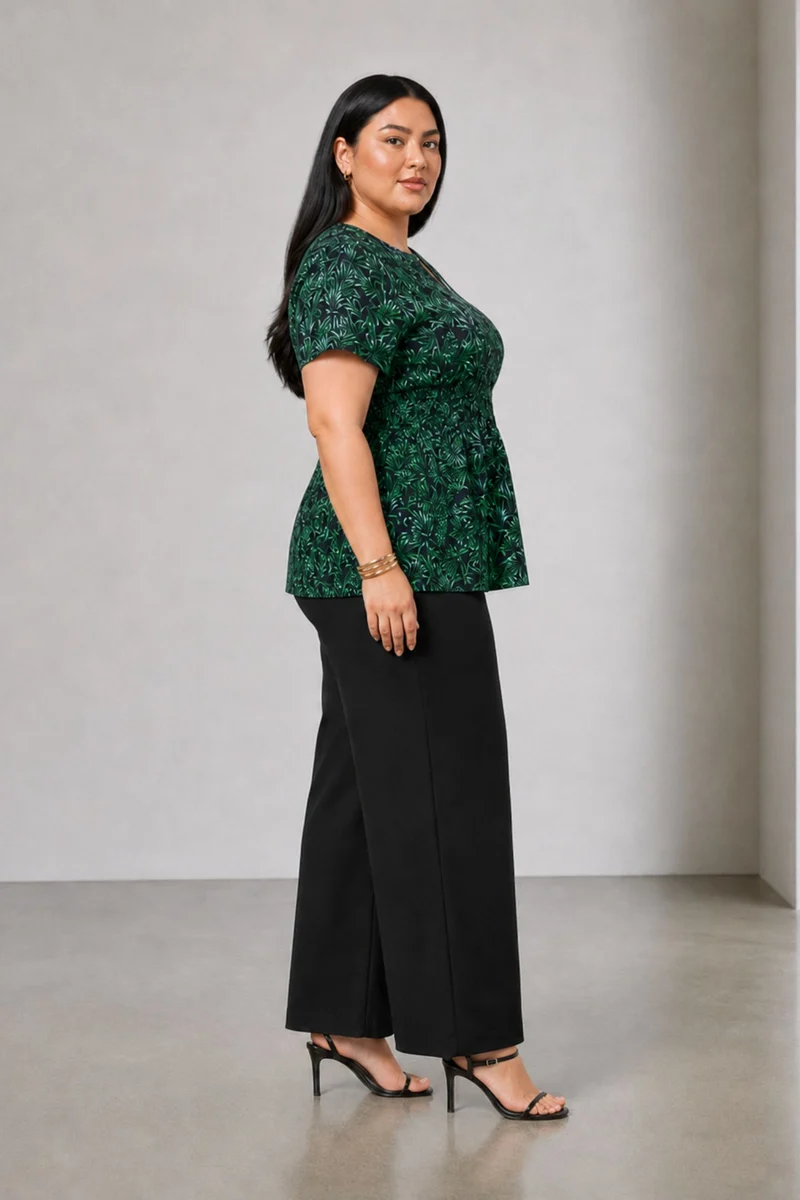 Aural|Viscose Fitted Waist Peplum Top