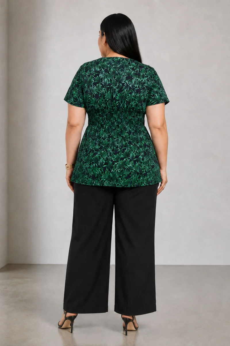 Aural|Viscose Fitted Waist Peplum Top