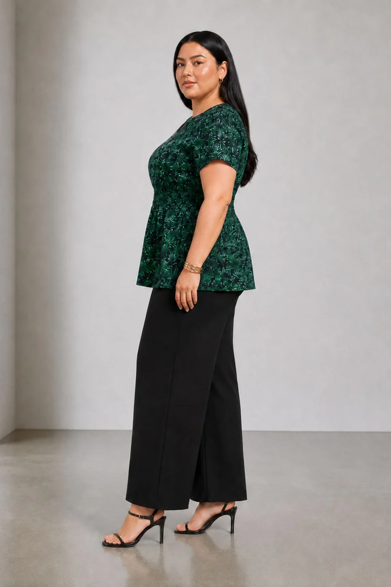 Aural|Viscose Fitted Waist Peplum Top