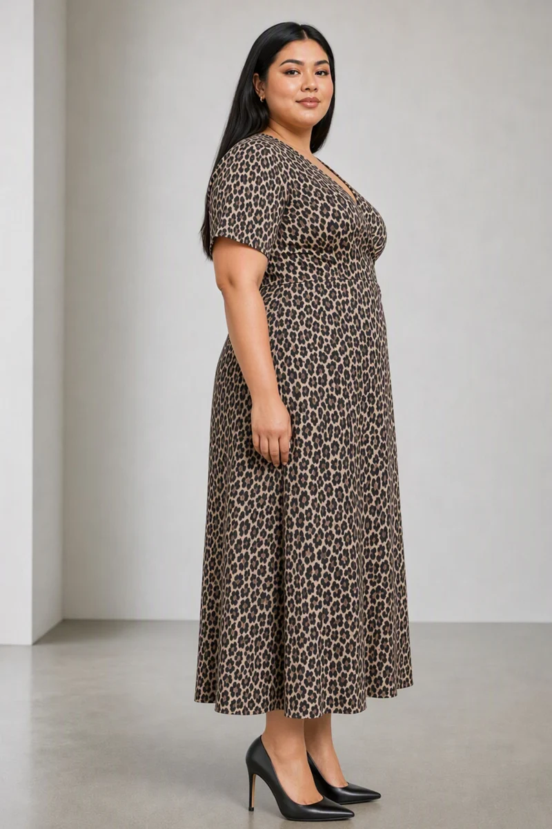 Ruelle|Viscose Midi Wrap Dress