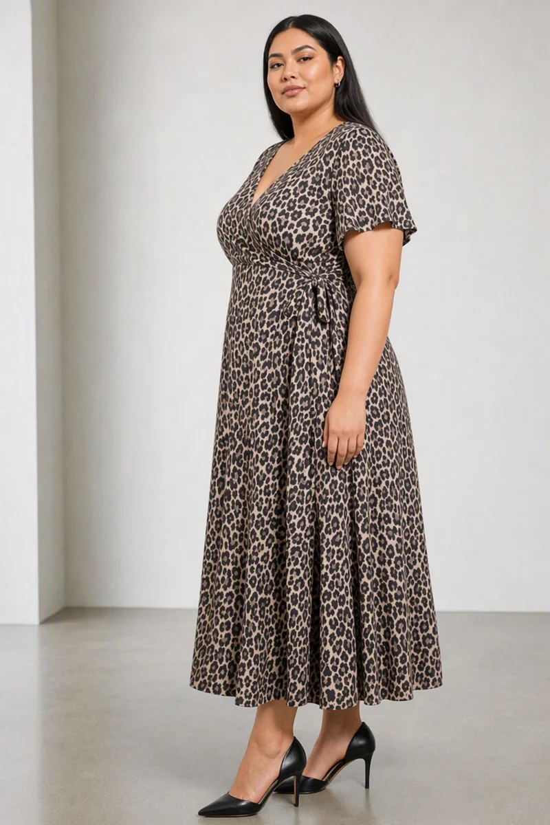 Ruelle|Viscose Midi Wrap Dress