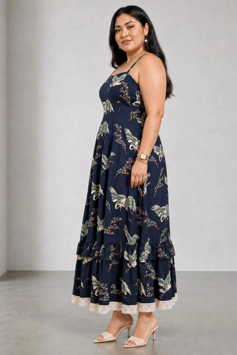 Brelle|Viscose Fit Flare Maxi Dress