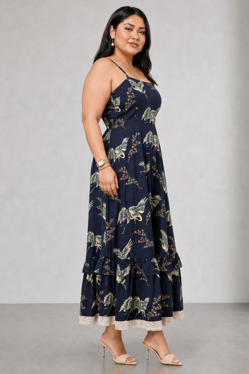 Brelle|Viscose Fit Flare Maxi Dress