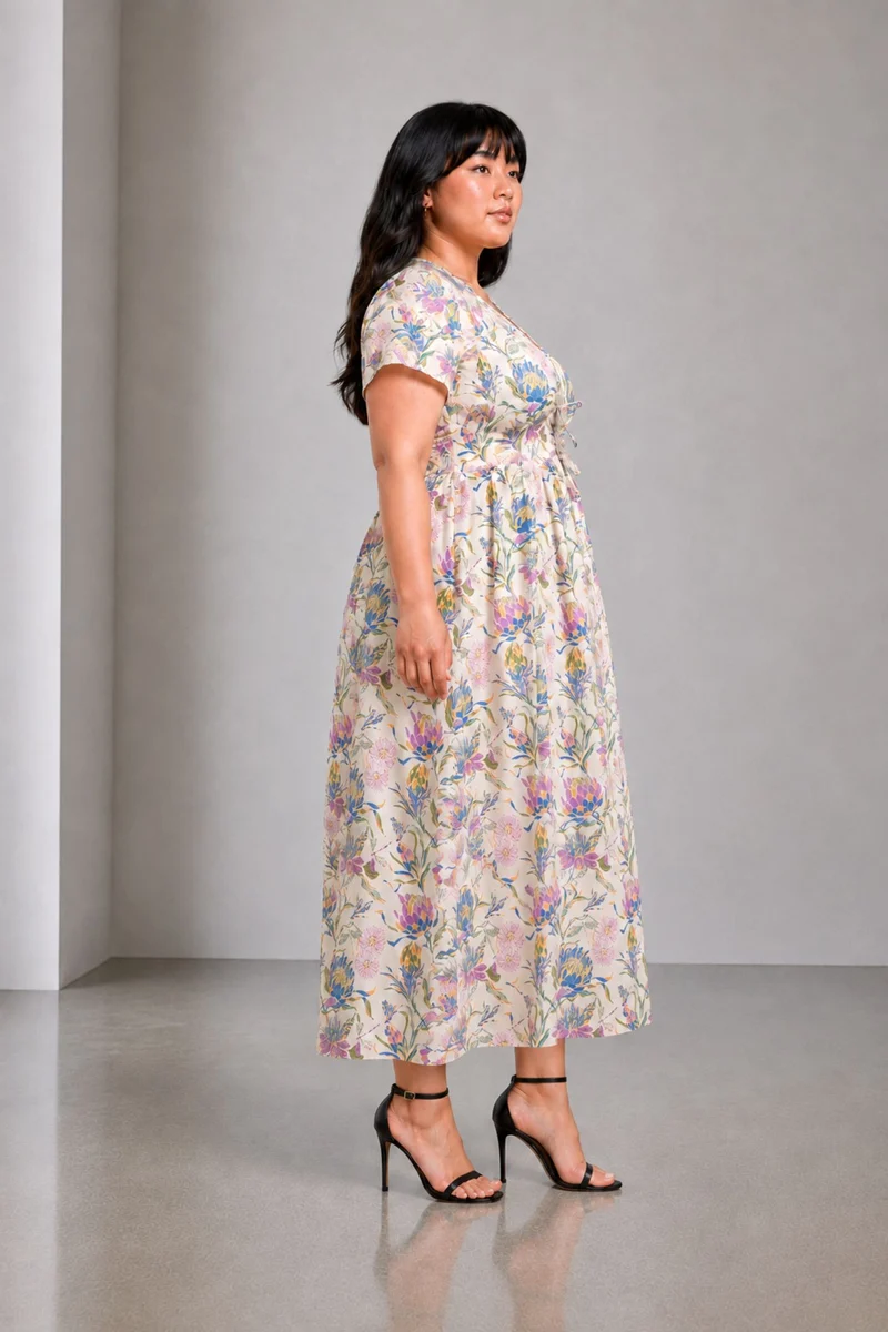 Virea|Cotton Fit And Flare Maxi Dress