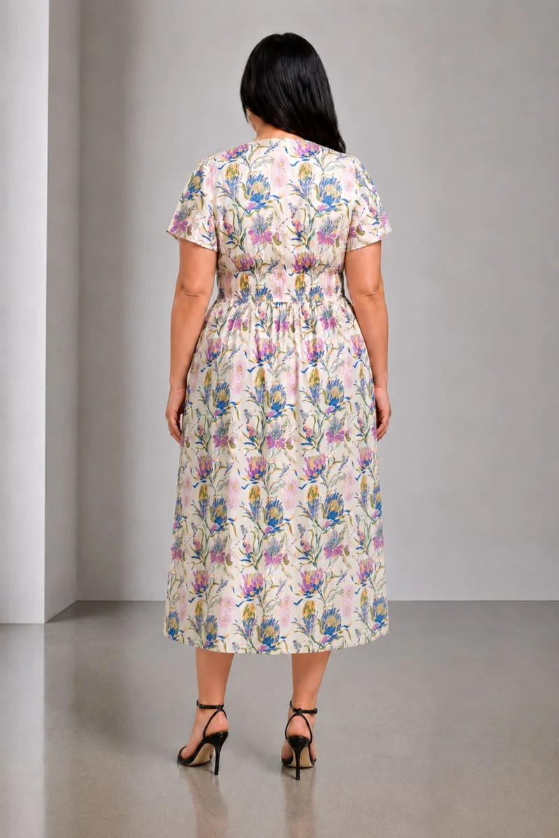 Virea|Cotton Fit And Flare Maxi Dress