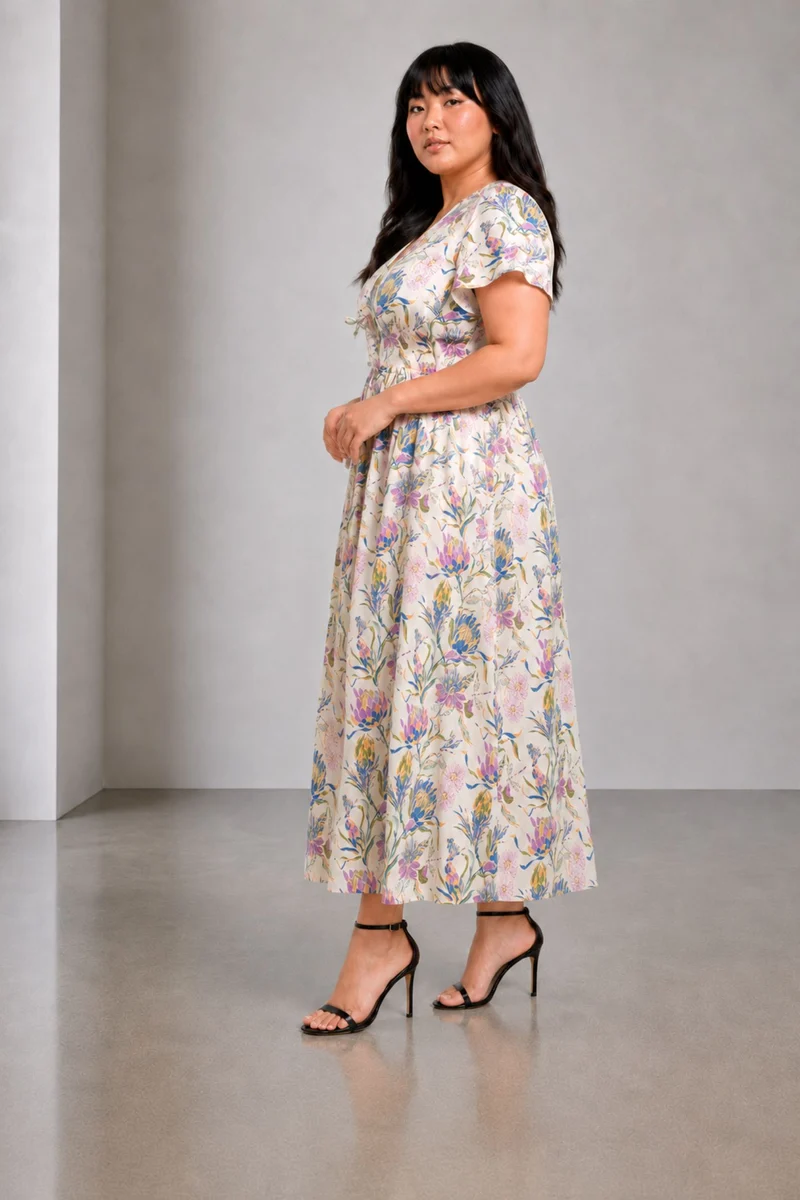 Virea|Cotton Fit And Flare Maxi Dress