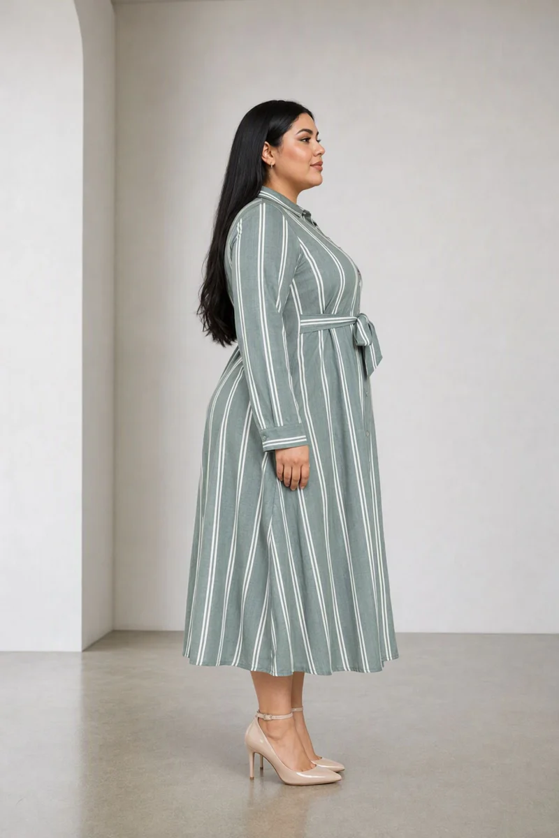 Evel|Cotton Stripe Shirt Dress With Tieup