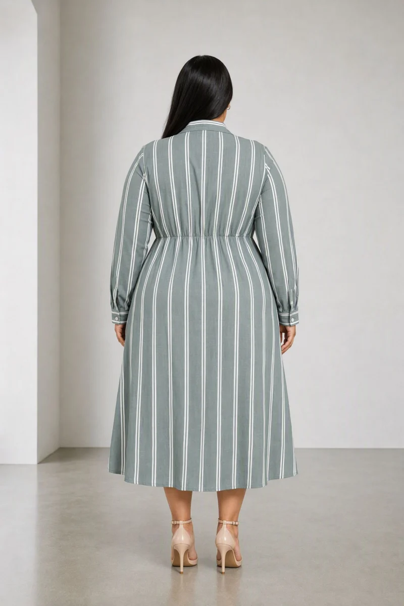 Evel|Cotton Stripe Shirt Dress With Tieup