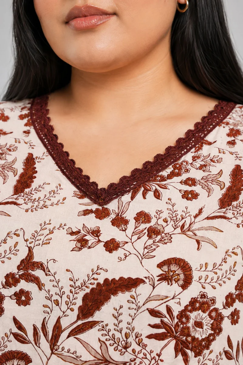Briona|Cotton Peplum Top With Lace Insert