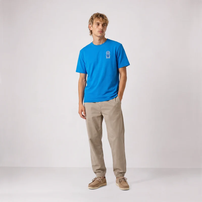 T-shirt manches courtes coton bleu badge bouclette SBPLAY