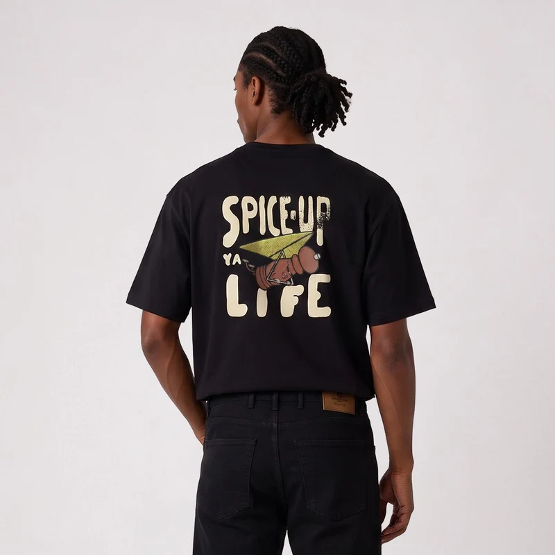 T-shirt manches courtes oversize noir Spice-Up Ya Life SBPLAY