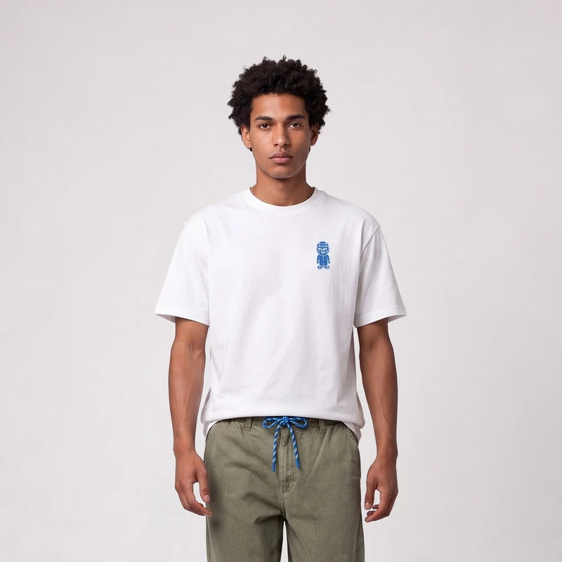 T-shirt manches courtes coton blanc badge bouclette Théo SBPLAY