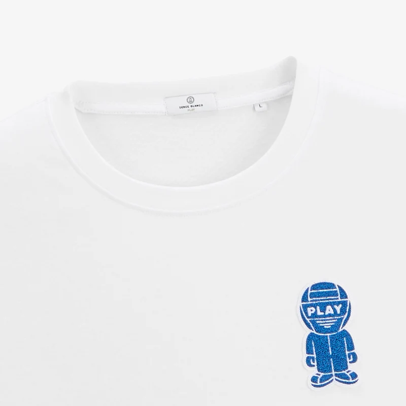 T-shirt manches courtes coton blanc badge bouclette Théo SBPLAY