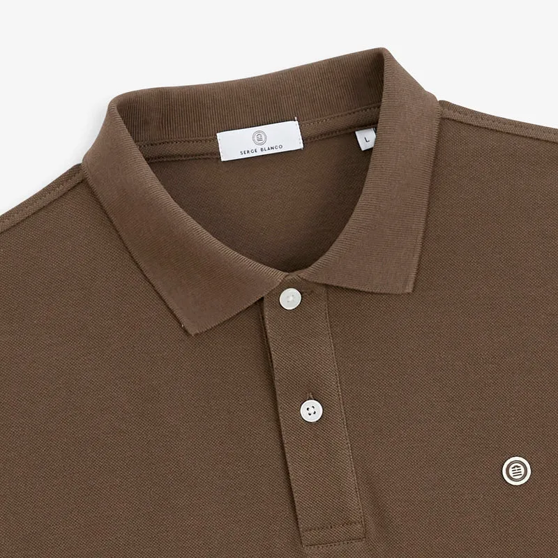 Polo piqué manches courtes 100% coton marron Lucas