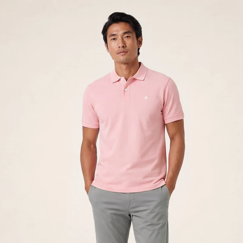 Polo piqué manches courtes 100% coton rose Lucas