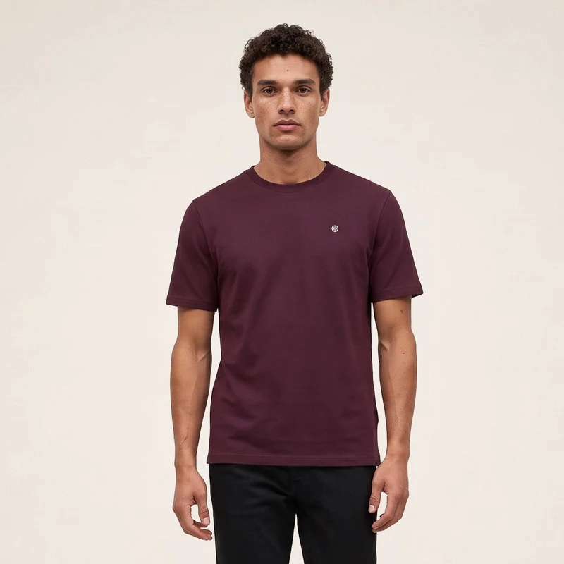 T-shirt manches courtes col rond 100% coton rouge Théo