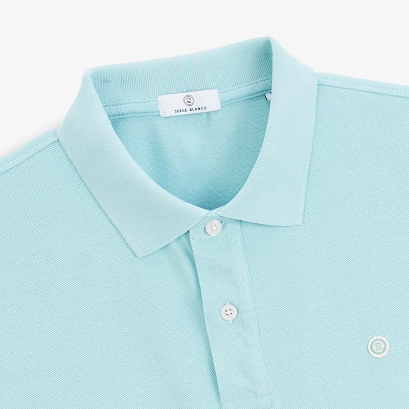 Polo piqué manches courtes 100% coton bleu Lucas