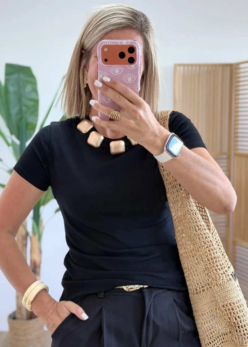 Tee shirt bijoux noir