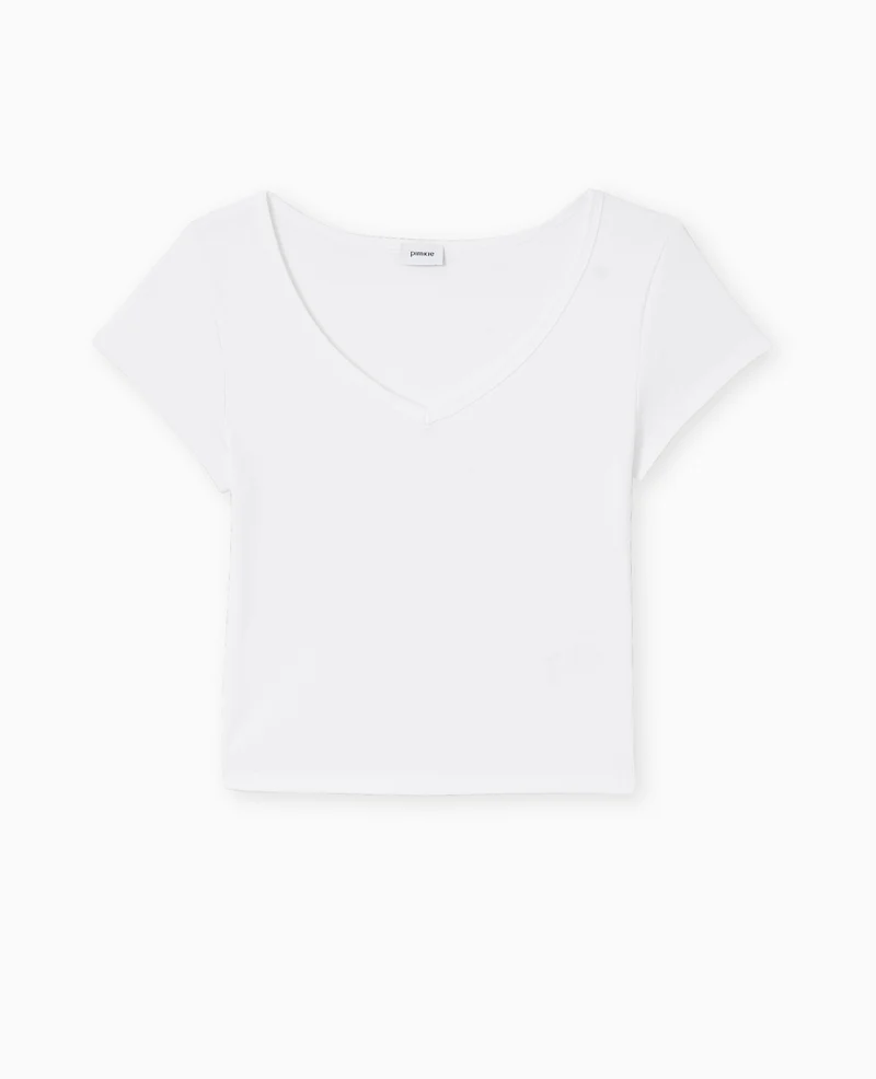 T-shirt court col V