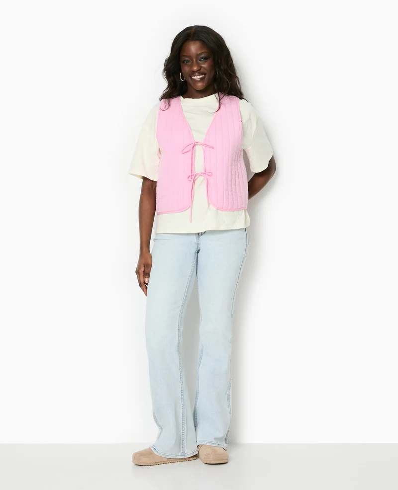 Veste sans manches en gaze de coton matelassée