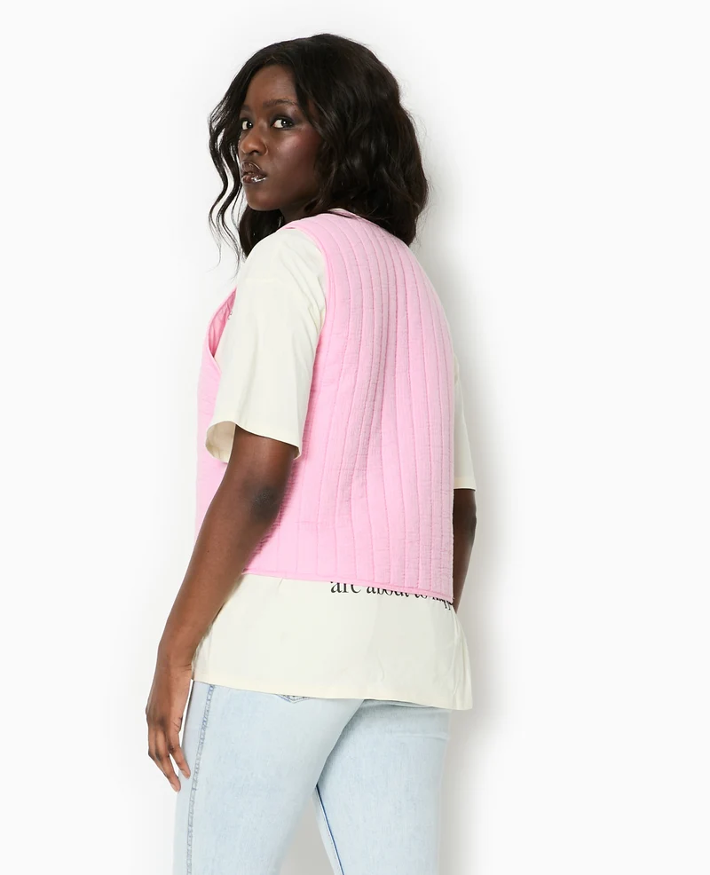 Veste sans manches en gaze de coton matelassée