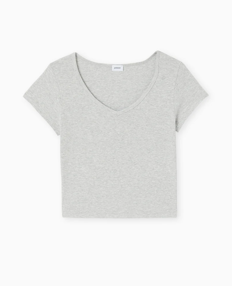 T-shirt court col V