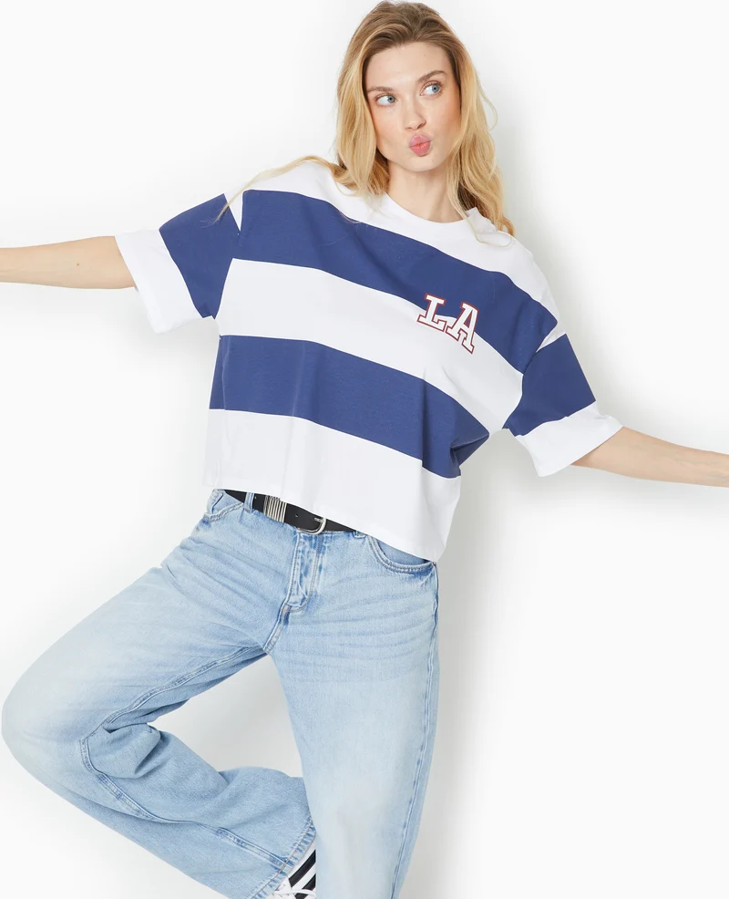 T-shirt ample et court larges rayures
