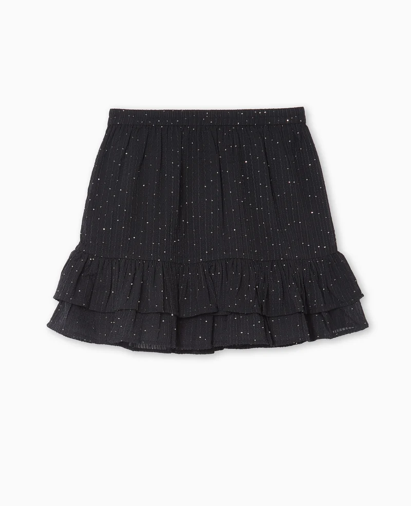 Jupe courte à volants avec mini sequins