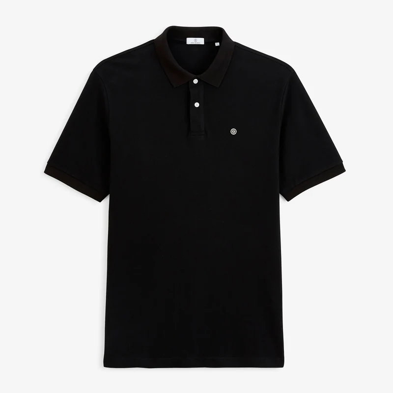 Polo piqué manches courtes 100% coton noir Lucas