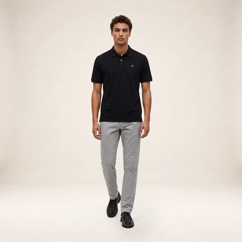 Polo piqué manches courtes 100% coton noir Lucas